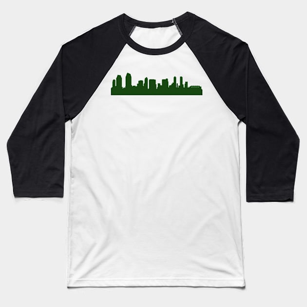 SAN DIEGO skyline in forest green Baseball T-Shirt by 44spaces
